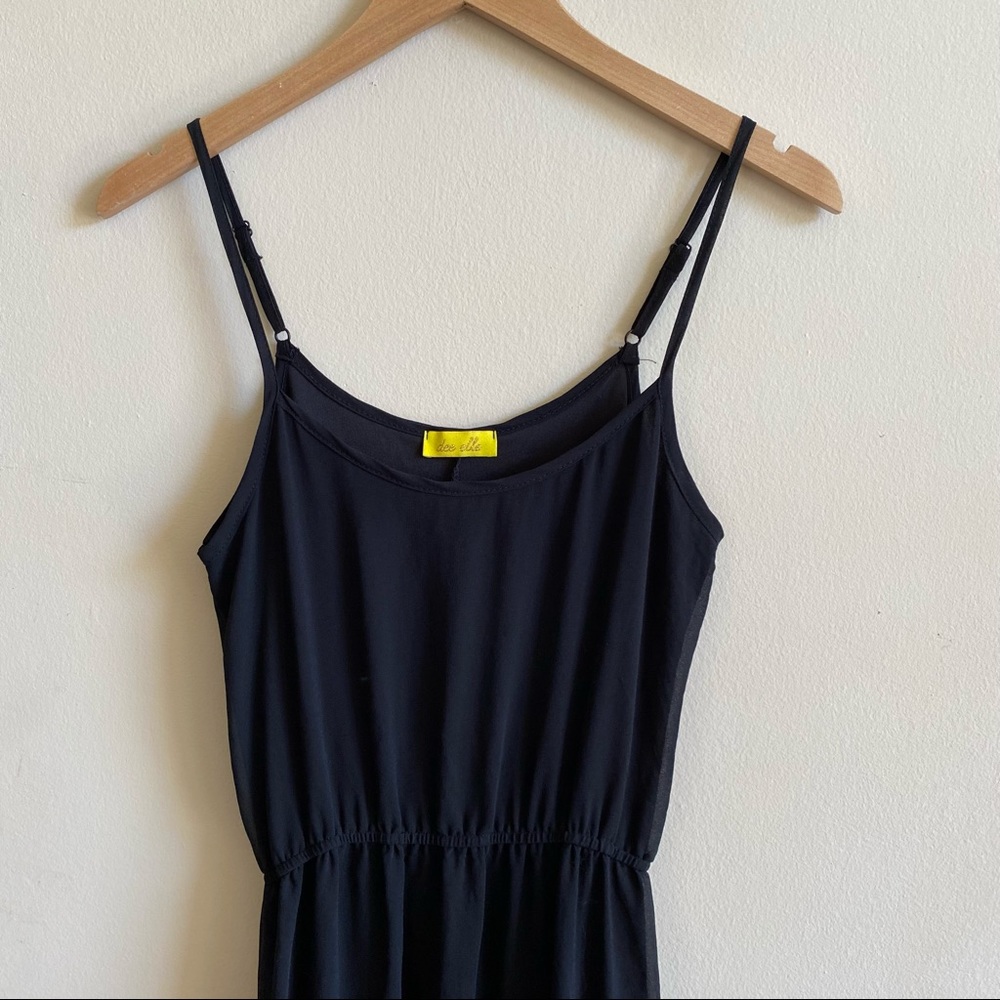 DEE ELLE Black Chiffon Maxi Dress Sheer Layer Size Small - Picture 3 of 10